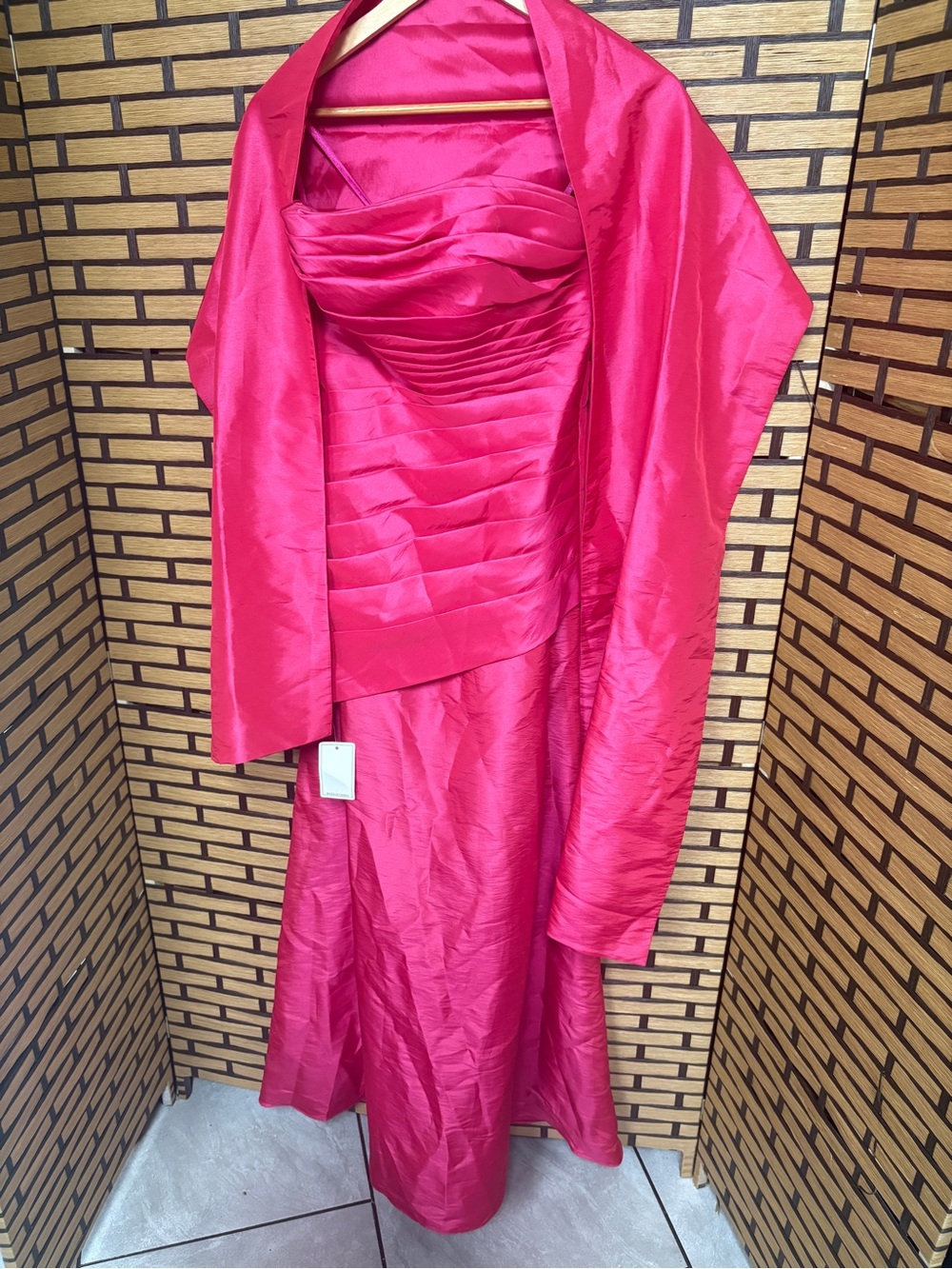 Morilee by Madeline Gardner pink strapelsss gown and shawl size 10